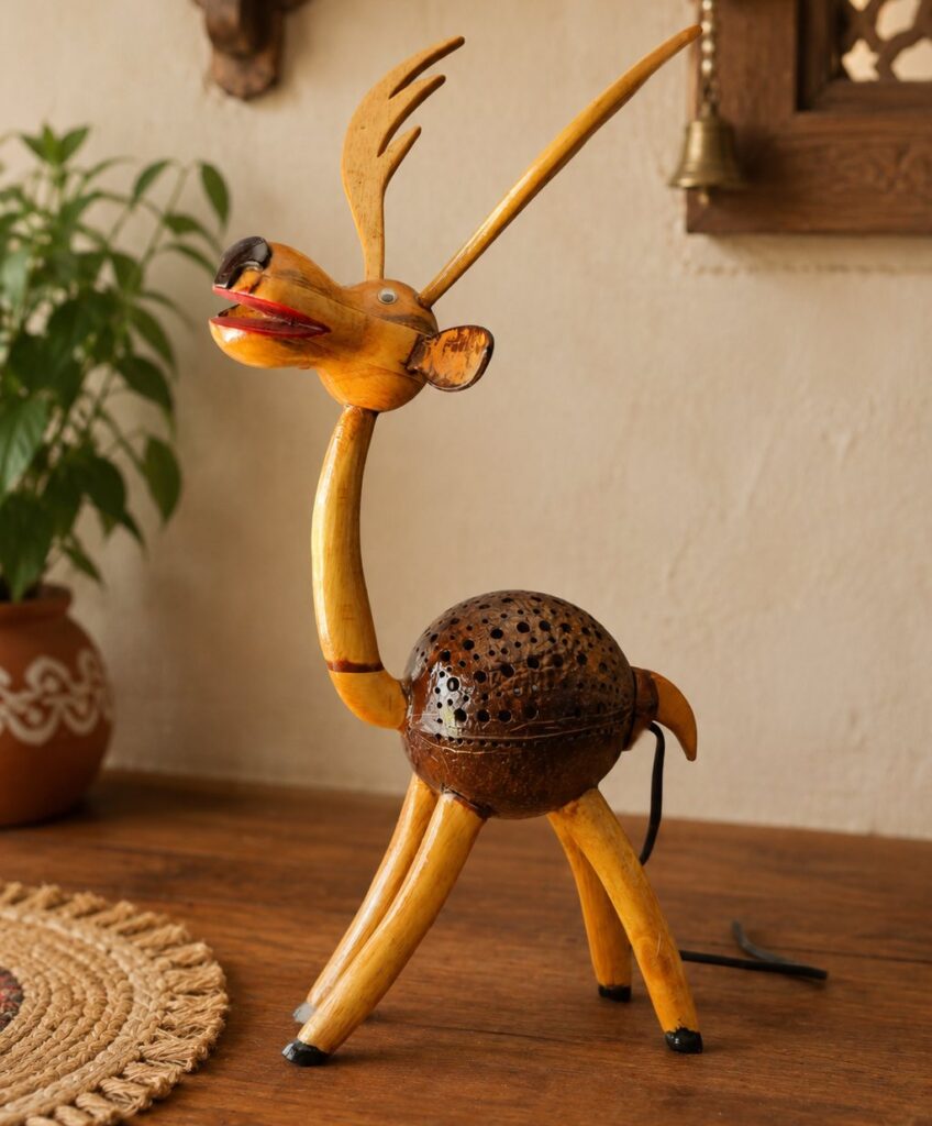 Coconut Shell Deer Lamp