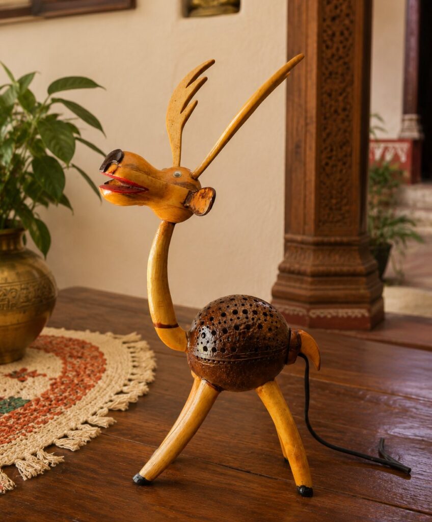 Coconut Shell Deer Lamp