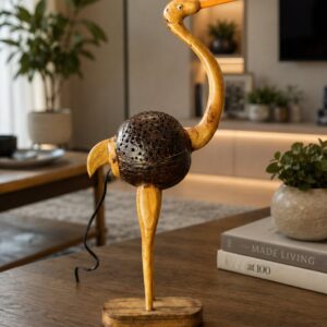 Coconut Shell Crane Lamp - Image 2