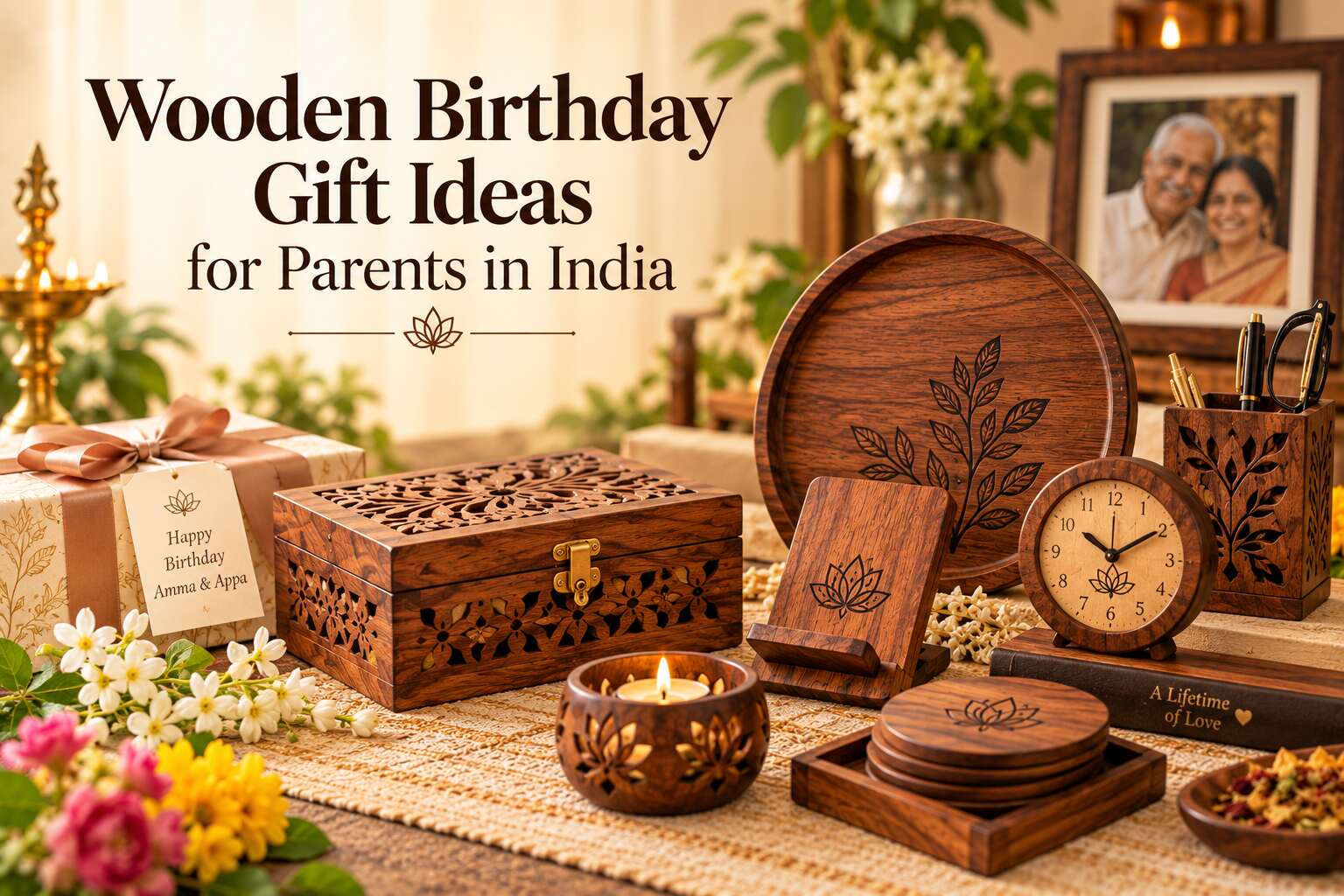 Elegant Wooden Birthday Gifts for Parents