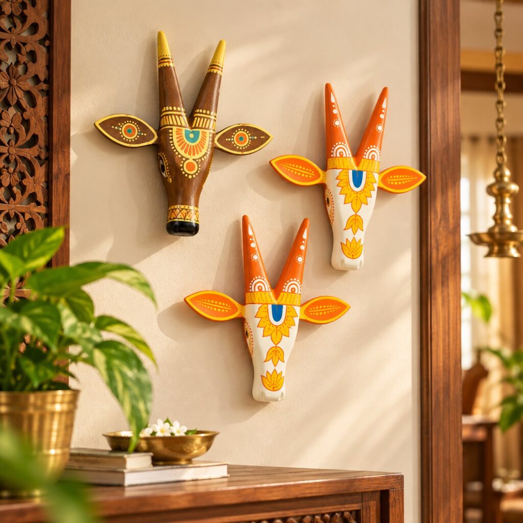 wooden cow head